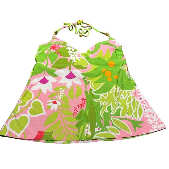 Trina Turk Womens La Palma Halter Tankini Top Size 4 Tropical Floral Print - Picture 4 of 7